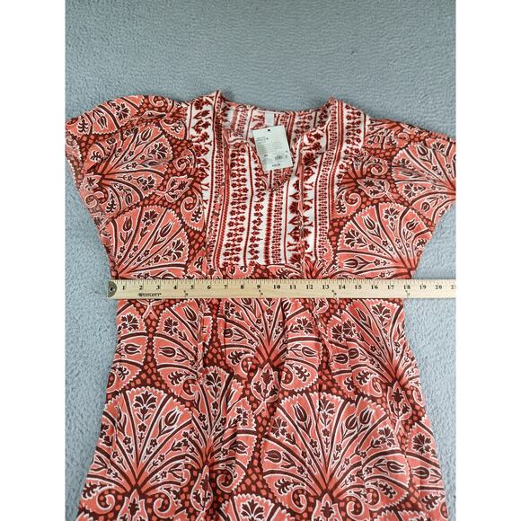 Knox Rose Shirt Women XS Orange Cottagecore Boho Pattern Flowy Tunic Pockets NWT - Picture 5 of 9